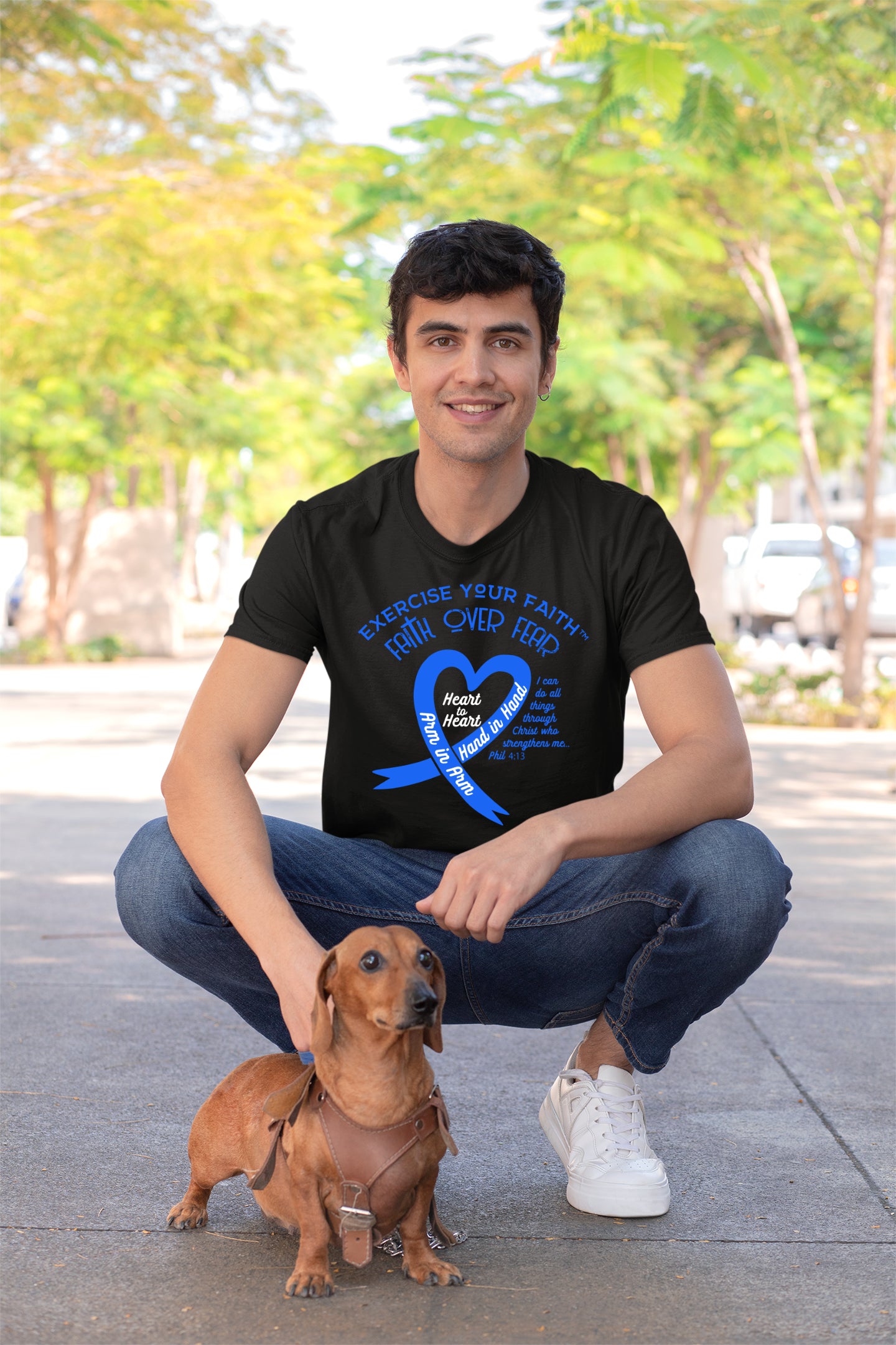 Exercise Your Faith Colon Cancer Ribbon Heart Black