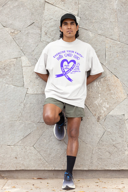 Exercise Your Faith In Honor of Caregivers Ribbon Heart White