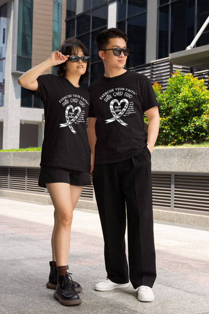 Exercise Your Faith Neuroendocrine Cancer Ribbon Heart Black