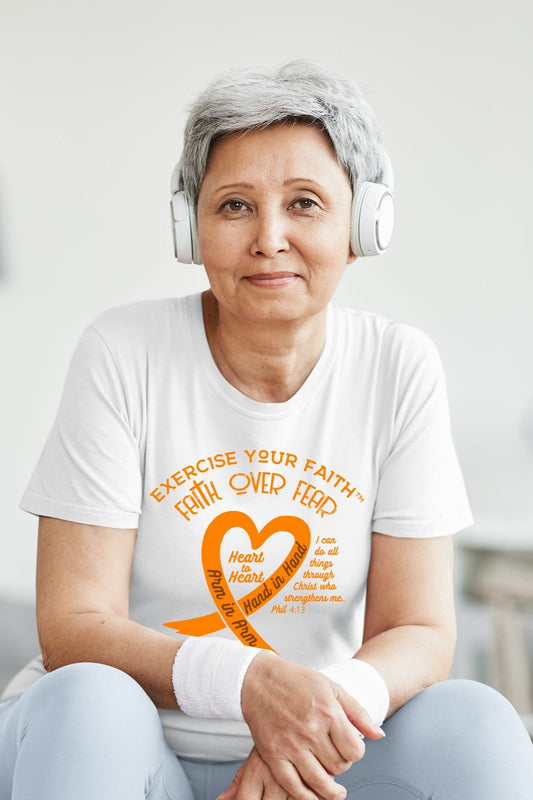 Exercise Your Faith Leukemia Ribbon Heart White