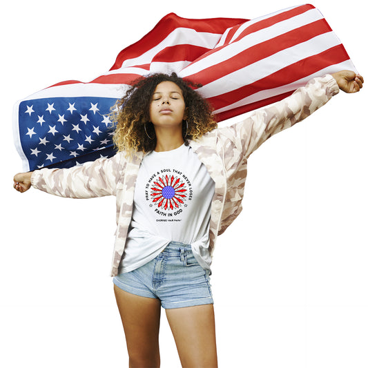 Exercise Your Faith Christian Patriotic Flower T-shirt White