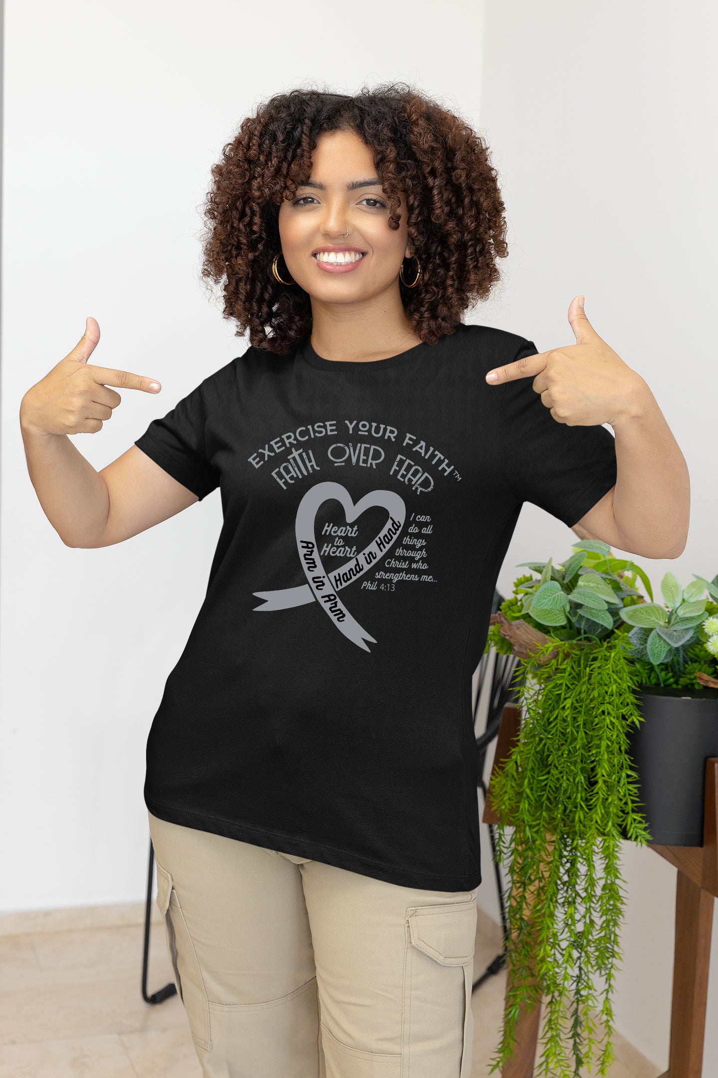 Exercise Your Faith Brain Cancer Ribbon Heart Black