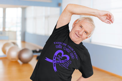 Exercise Your Faith In Honor of Caregivers Ribbon Heart Black