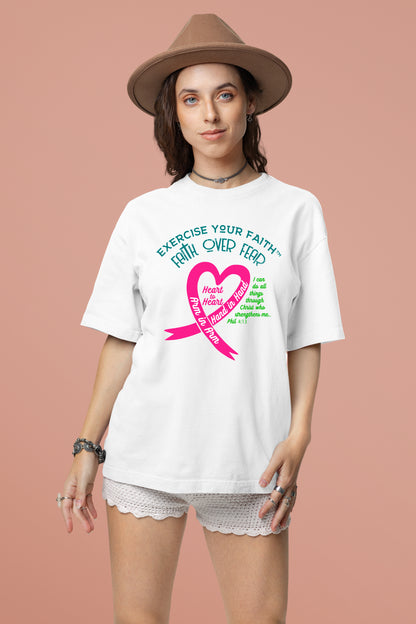 Exercise Your Faith Metastatic Breast Cancer Ribbon Heart White