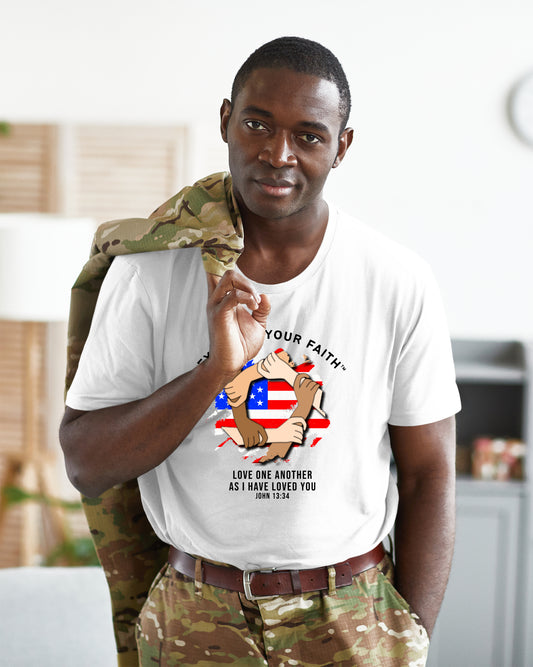 Exercise Your Faith Christian Circle of Unity flag T-shirt White