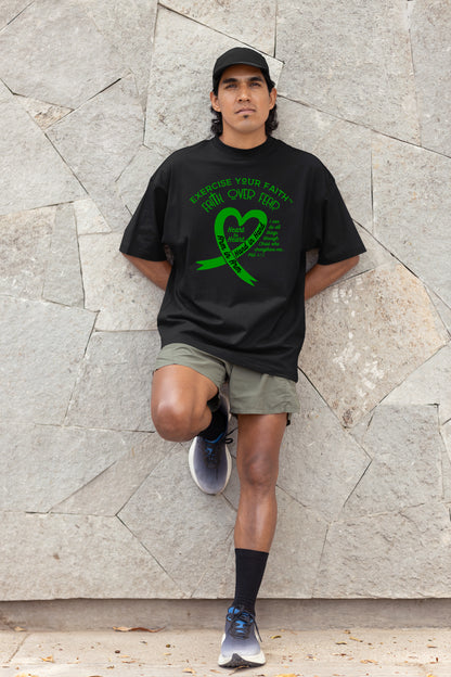 Exercise Your Faith Liver Cancer Ribbon Heart Black