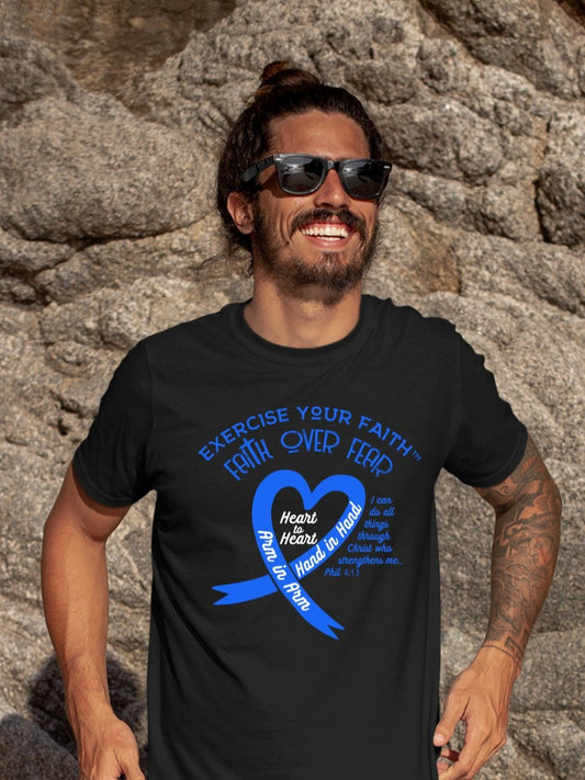 Exercise Your Faith Colon Cancer Ribbon Heart Black