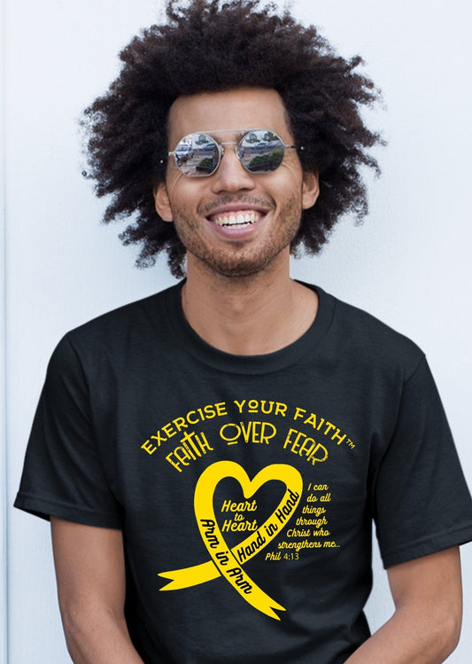 Exercise Your Faith Sarcoma Bone Cancer Ribbon Heart Black