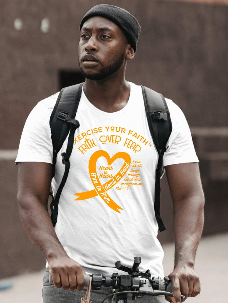 Exercise Your Faith Kidney Cancer Ribbon Heart White