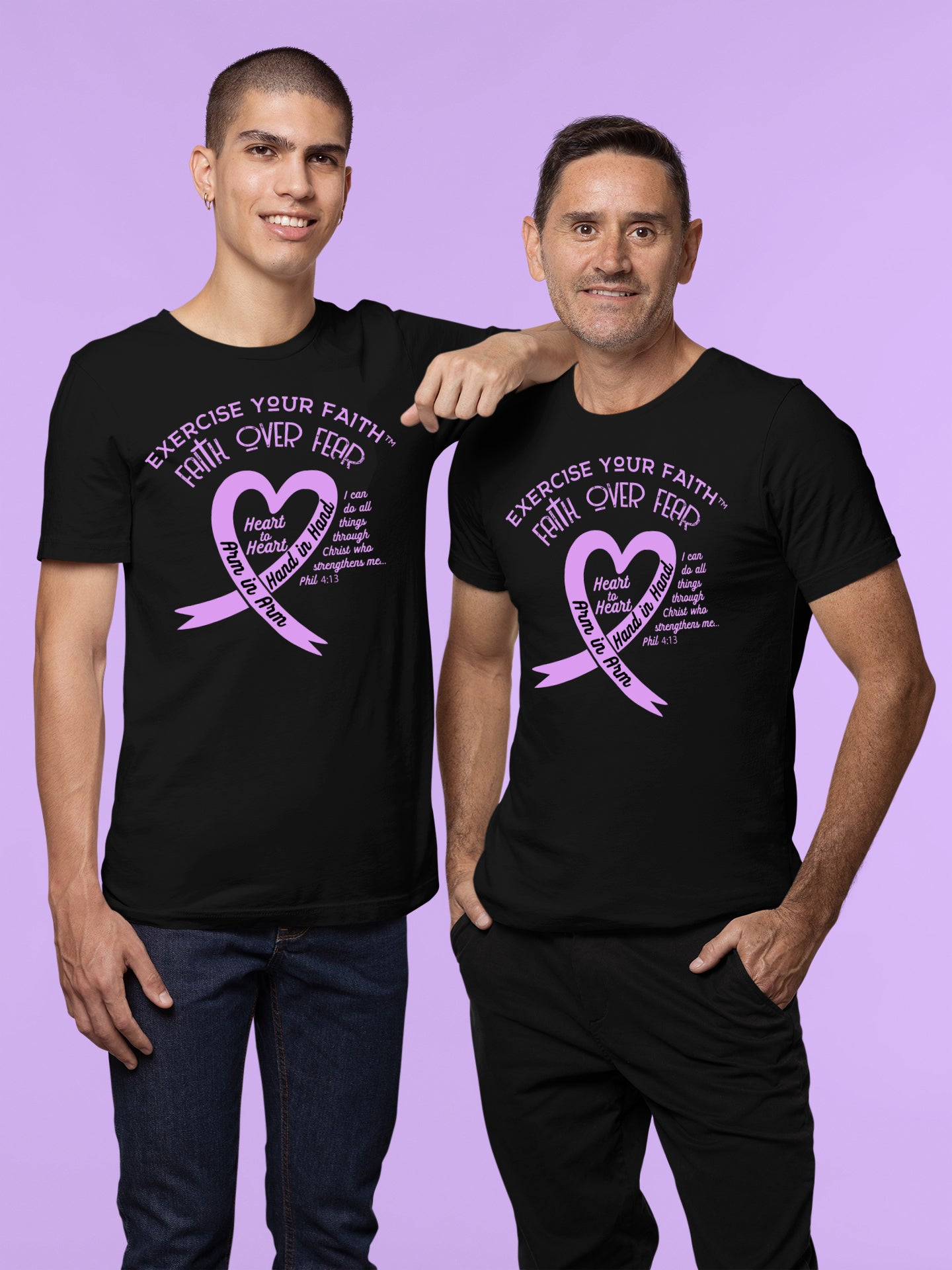 Exercise Your Faith Testicular Cancer Ribbon Heart Black