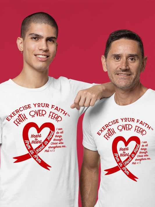 Exercise Your Faith Head and Neck Cancer Ribbon Heart White