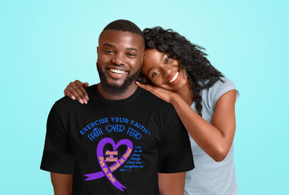 Exercise Your Faith Bladder Cancer Ribbon Heart Black