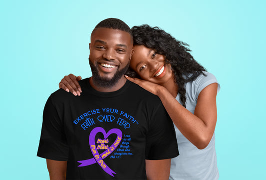 Exercise Your Faith Bladder Cancer Ribbon Heart Black