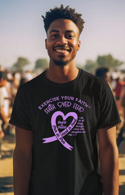 Exercise Your Faith All Cancers Ribbon Heart Black