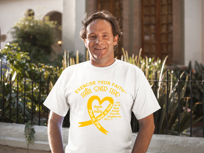 Exercise Your Faith Sarcoma Bone Cancer Ribbon Heart White