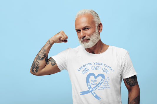 Exercise Your Faith Prostrate Cancer Ribbon Heart White