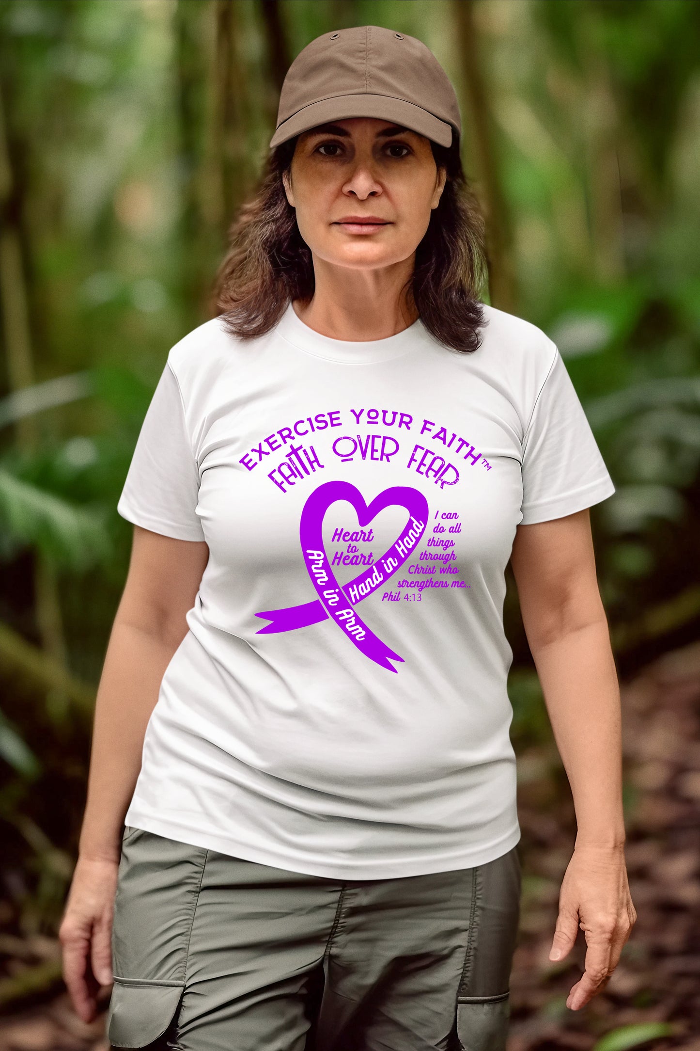 Exercise Your Faith Hodgkins Lymphoma Ribbon Heart White