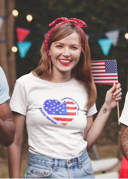 Exercise Your Patriotic Christian Heart T-shirt White