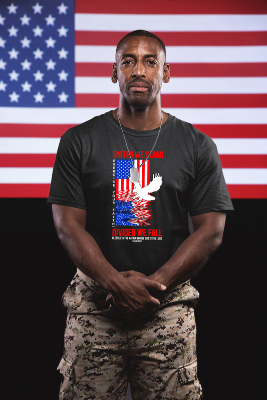 Exercise Your Faith Patriotic United we stand T-shirt Black
