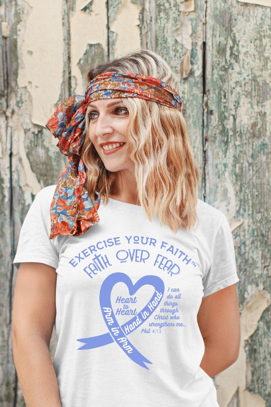Exercise Your Faith Esophageal Cancer Ribbon Heart White
