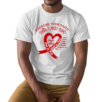 Exercise Your Faith Head and Neck Cancer Ribbon Heart White
