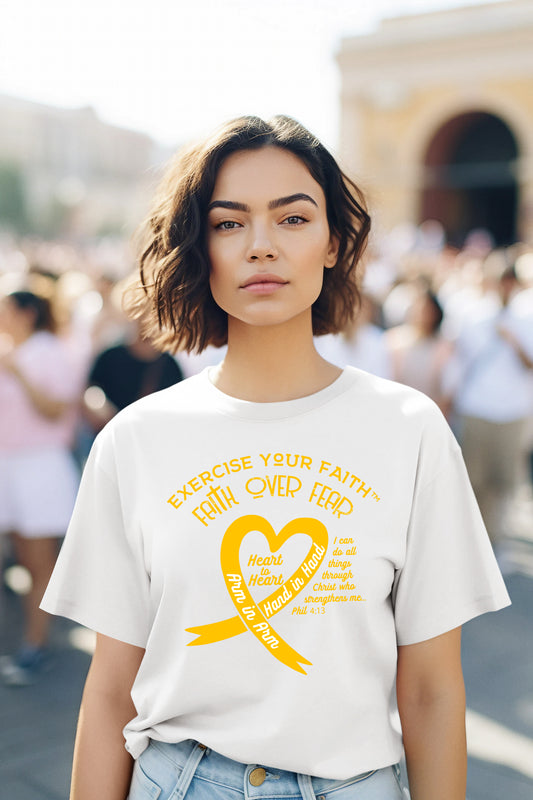 Exercise Your Faith Sarcoma Bone Cancer Ribbon Heart White