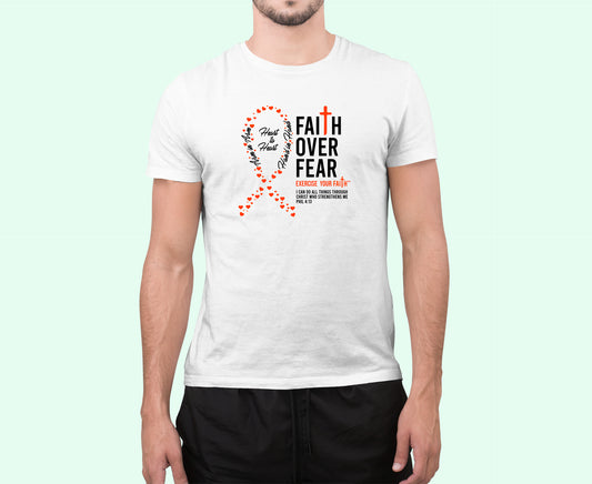 Faith Over Fear Little Hearts Ribbon Leukemia White