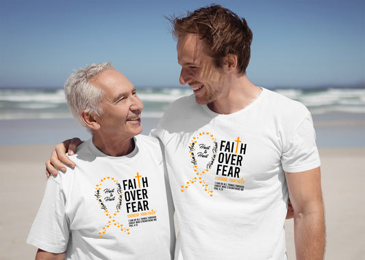 Faith Over Fear Little Hearts Ribbon Kidney Cancer White
