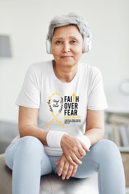 Faith Over Fear Little Hearts Ribbon Sarcoma White