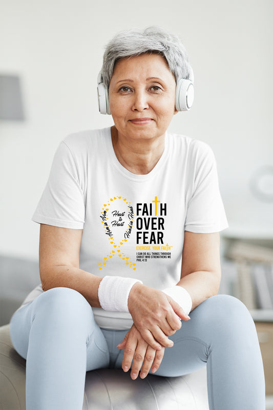 Faith Over Fear Little Hearts Ribbon Sarcoma White