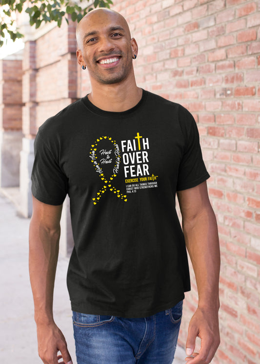 Faith Over Fear Little Hearts Ribbon Sarcoma Black