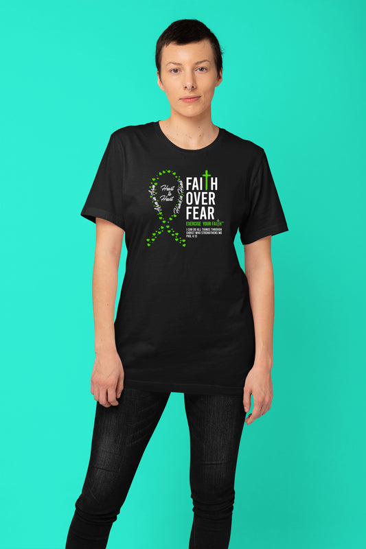 Faith Over Fear Little Hearts Ribbon Gallbladder Cancer Black