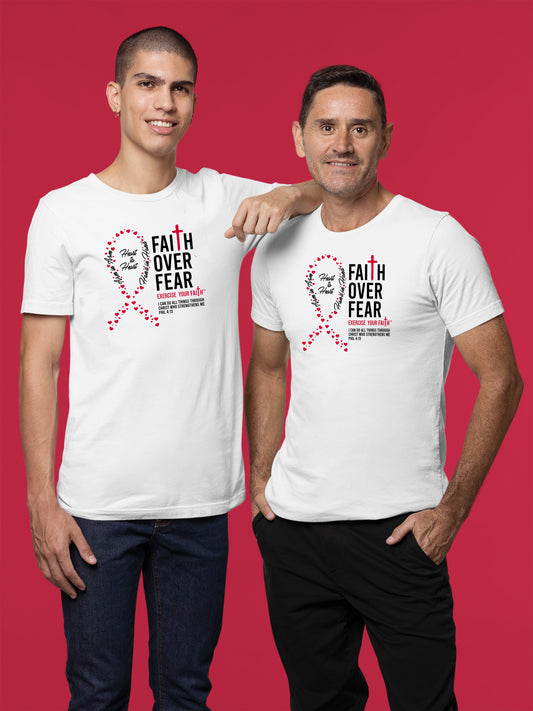 Faith Over Fear Little Hearts Ribbon Head and Neck Cancer White