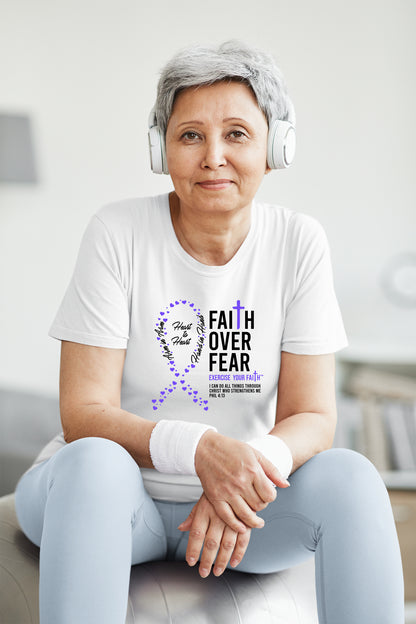 Faith Over Fear Little Hearts Ribbon In Honor of Caregivers White