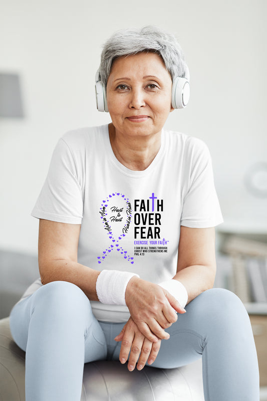 Faith Over Fear Little Hearts Ribbon In Honor of Caregivers White