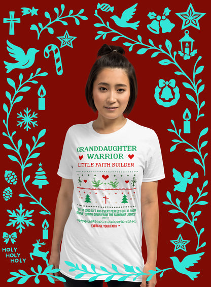 EYF Christmas family blessing t-shirt for granddaughter, Women’s Christian Holiday gift