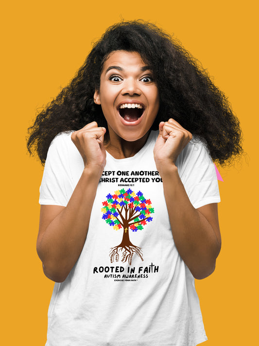 Autism Awareness Autism Tree Rooted in Faith White