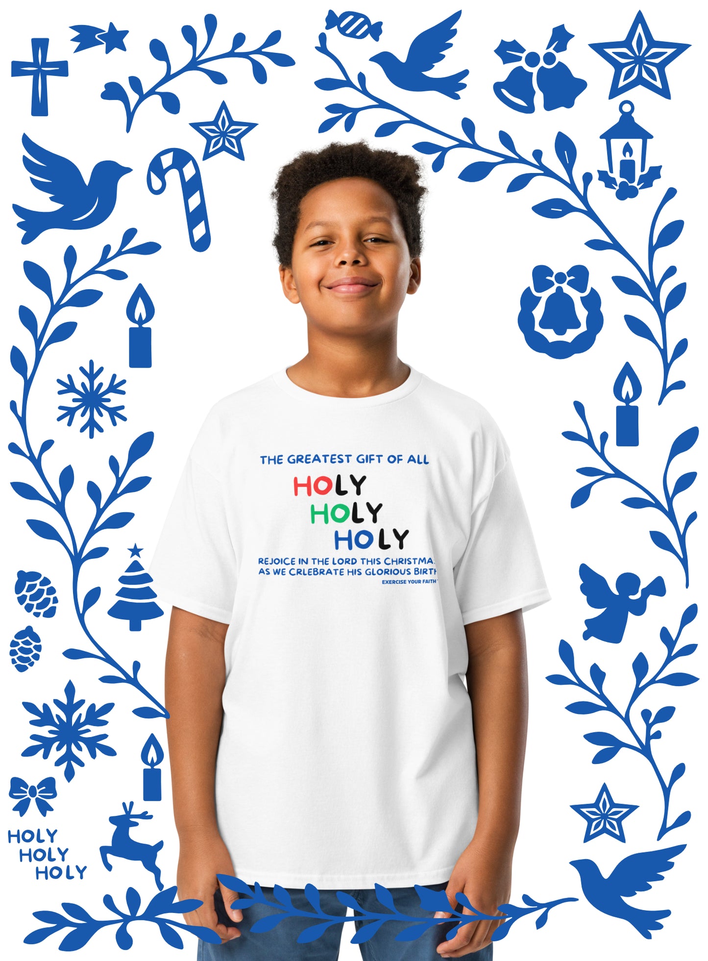 EYF Christian Christmas celebration tee, Ho Ho Ho Holy T-shirt, the greatest gift of all Christmas shirt Youth