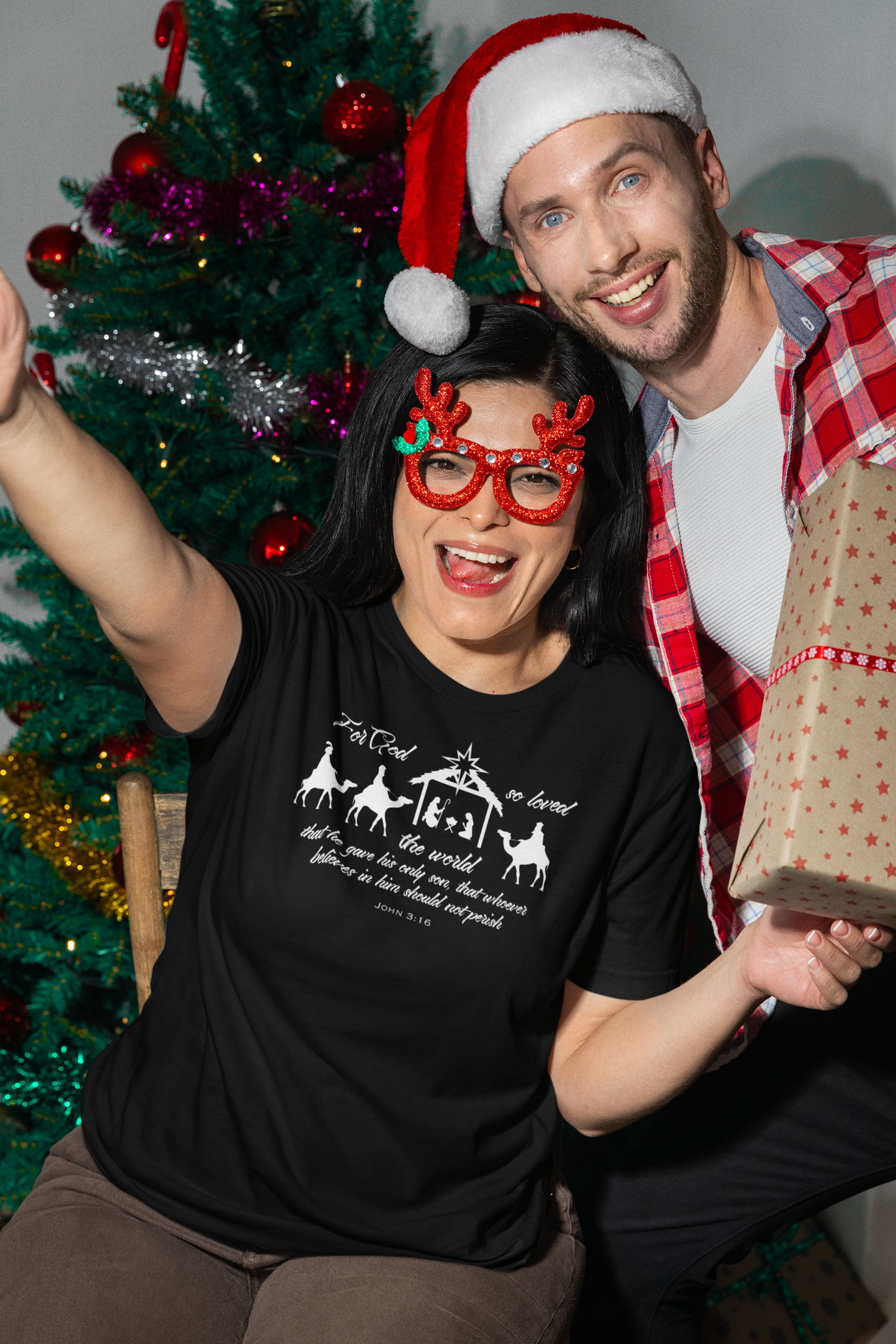 Exercise Your Faith  Celebrating Christ at Christmas T-shirt Black