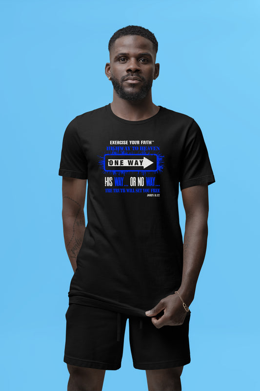 Highway to Heaven - Follow Blue This Way Black T-shirt