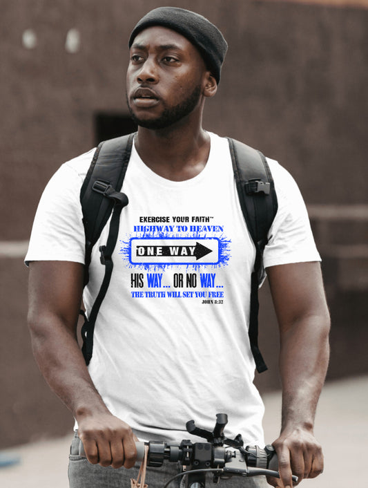 Highway to Heaven - Follow Blue This Way White T-shirt