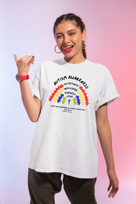 Autism Awareness Autism Rainbow Love One Another White