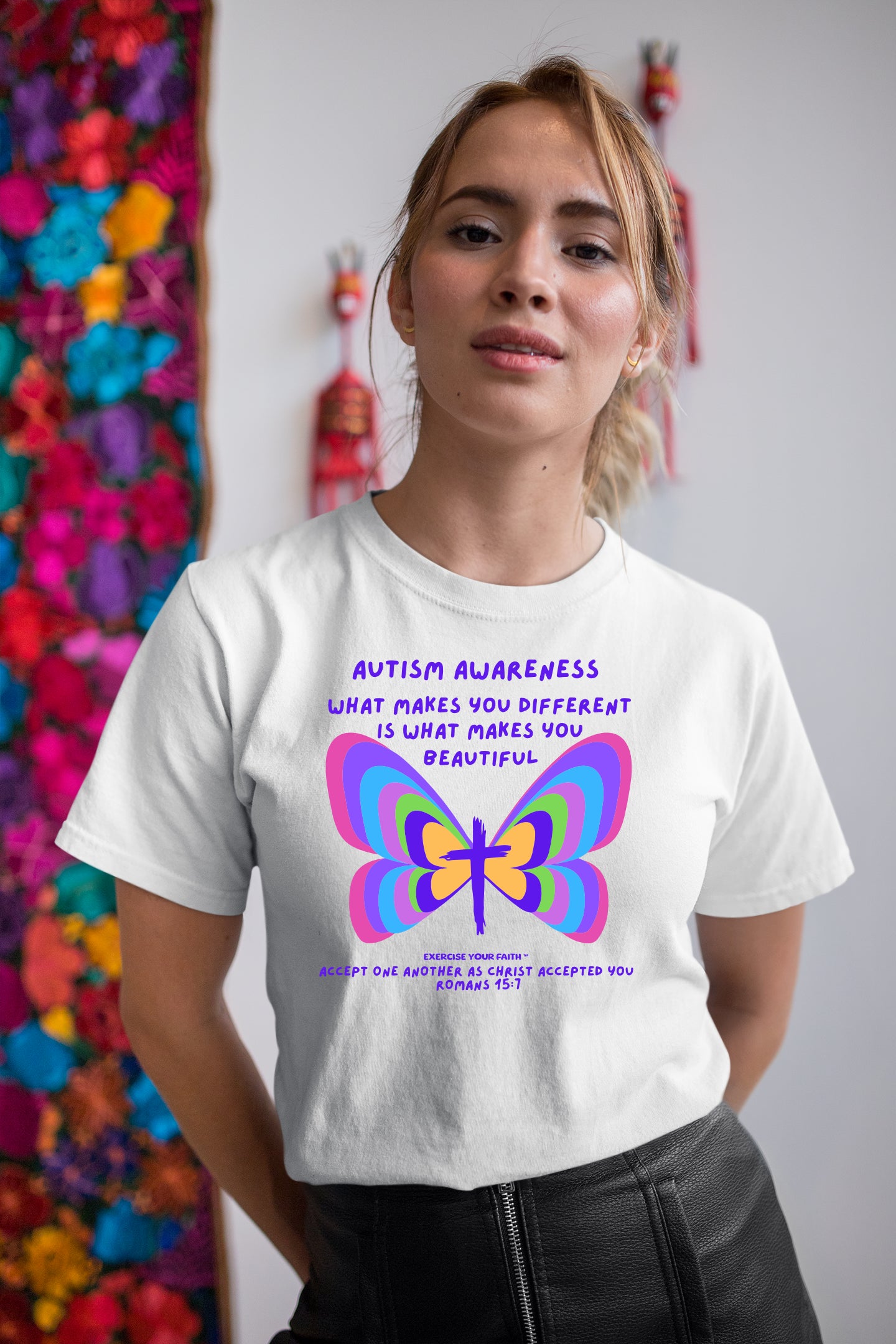 Autism Awareness What Makes You Beautiful Butterfly White