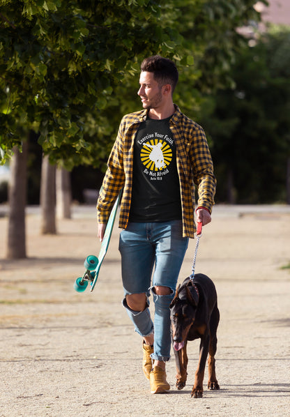 Exercise Your Faith™ Black Circle Skateboarder