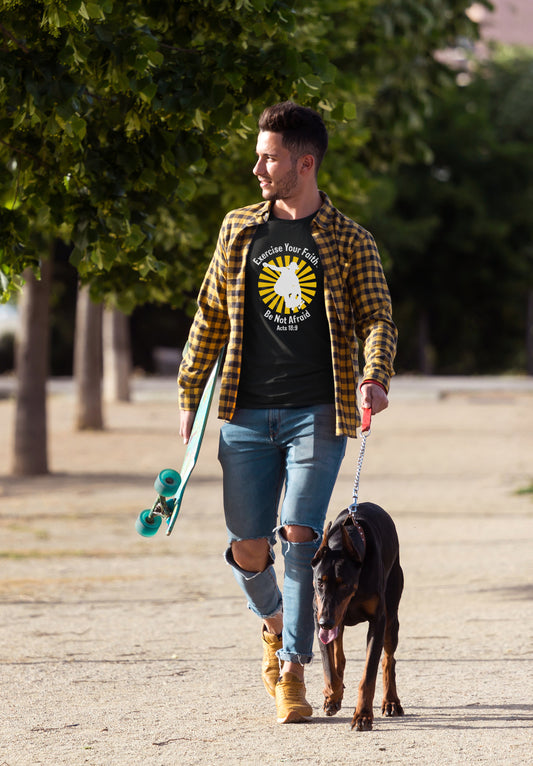 Exercise Your Faith™ Black Circle Skateboarder