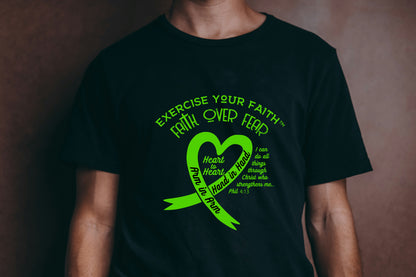Exercise Your Faith Gallbladder Cancer Ribbon Heart Black