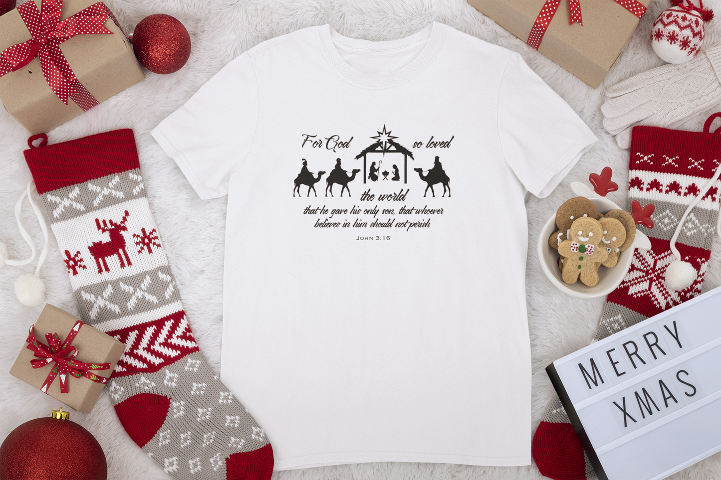 Exercise Your Faith Celebrating Christ at Christmas T-shirt White