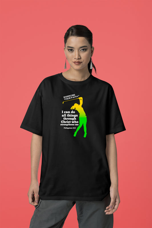 Exercise your Faith - Female Golfer Black
