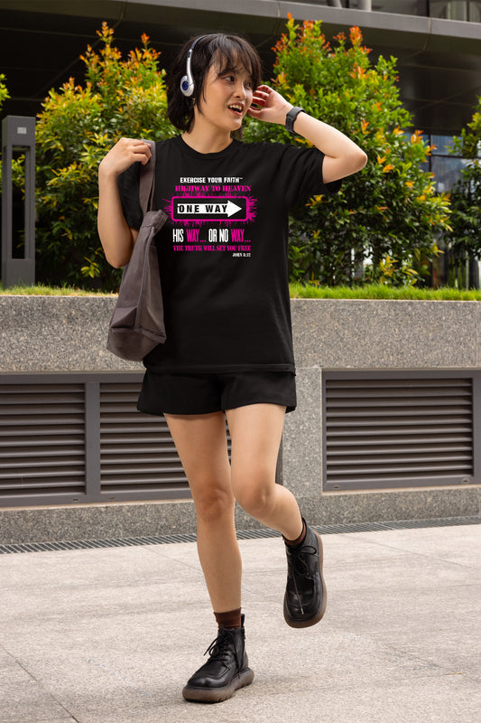 Highway to Heaven - Follow Pink This Way Black T-shirt