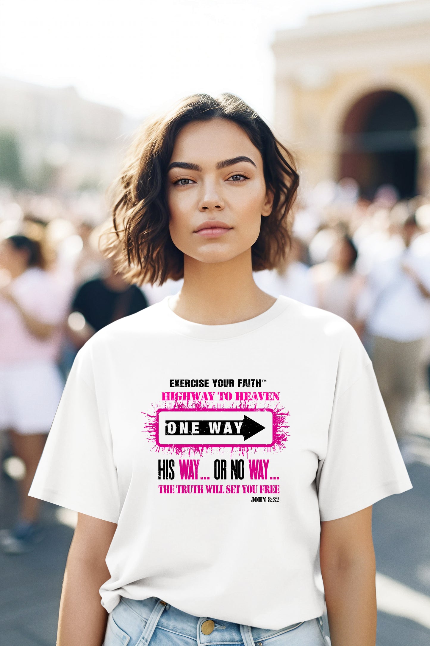 Highway to Heaven - Follow Pink This Way White T-shirt